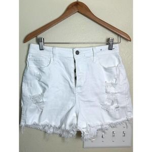 Hollister Shorts Women's W27 Ultra High Rise Mom White Raw Hem Button Fly